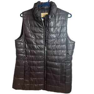 Relativity Everyday Comfort and Style Dark Gray Shiny Puffer Vest Size Medium